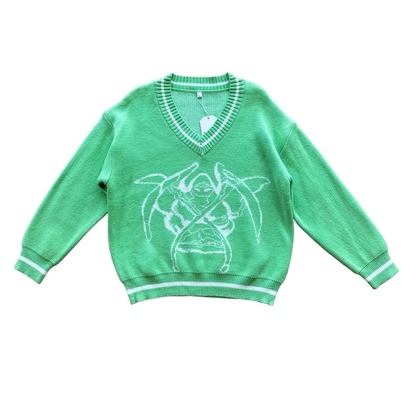 yesstyle sosana graphic print v-neck sweater ♡ nwt - Picture 3 of 5